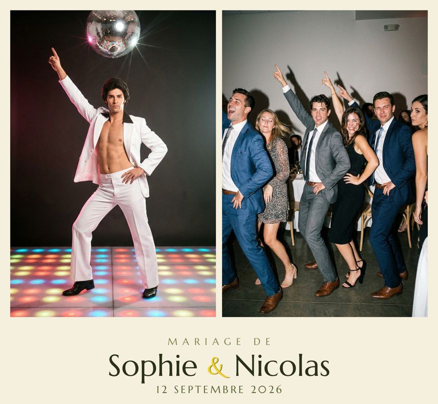Une pose disco imitée par des invités